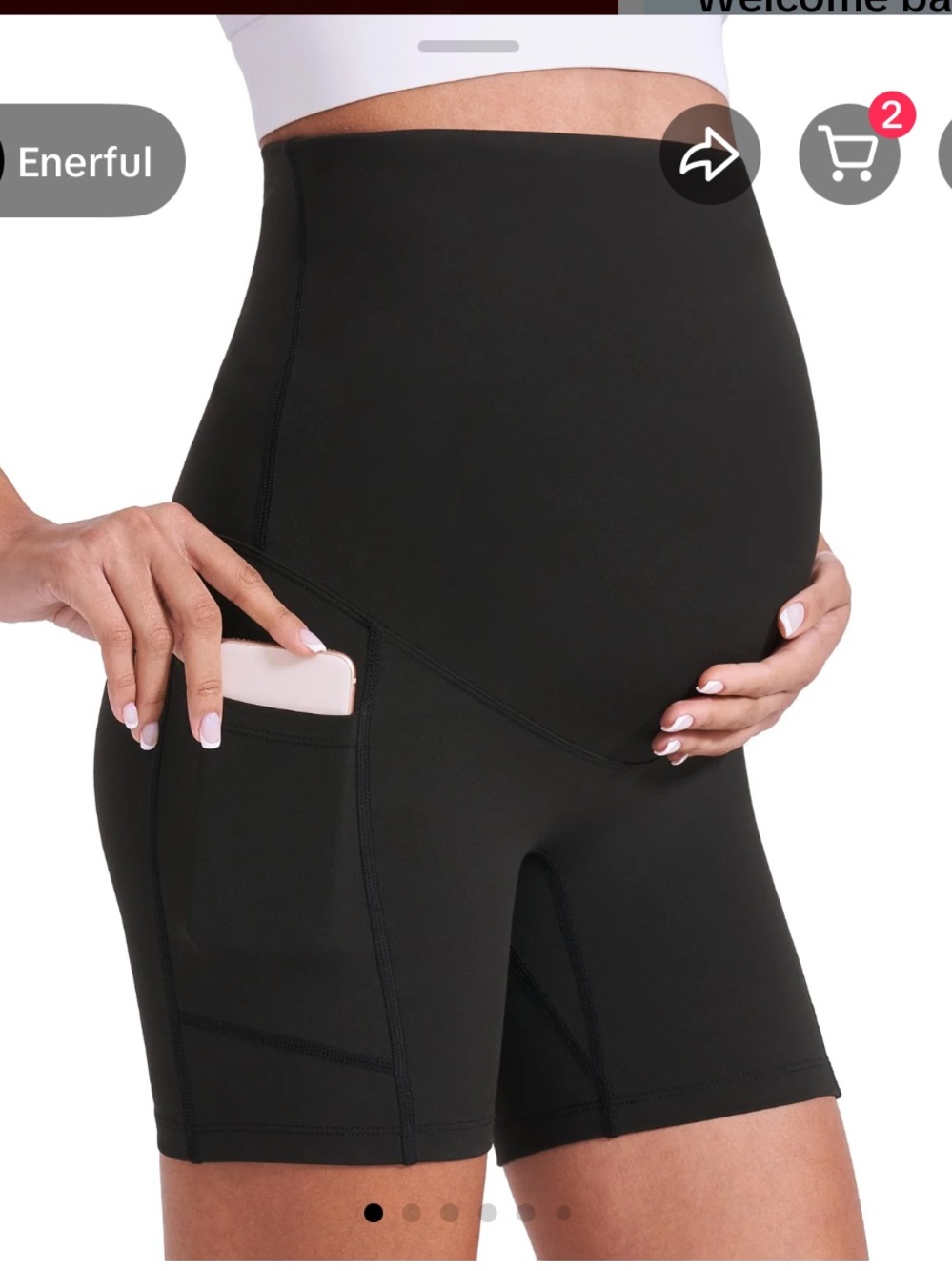 Maternity High-Waist Side Pocket Shorts - Black